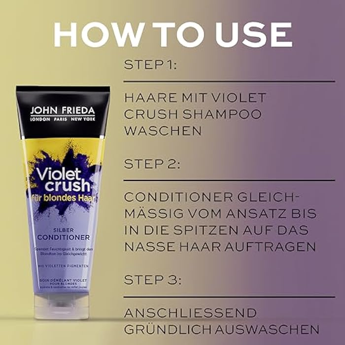 John Frieda Violet Crush for Blondes Toning Conditioner for Blonde Hair, Purple Conditioner for Blondes 250 ml - Image 5